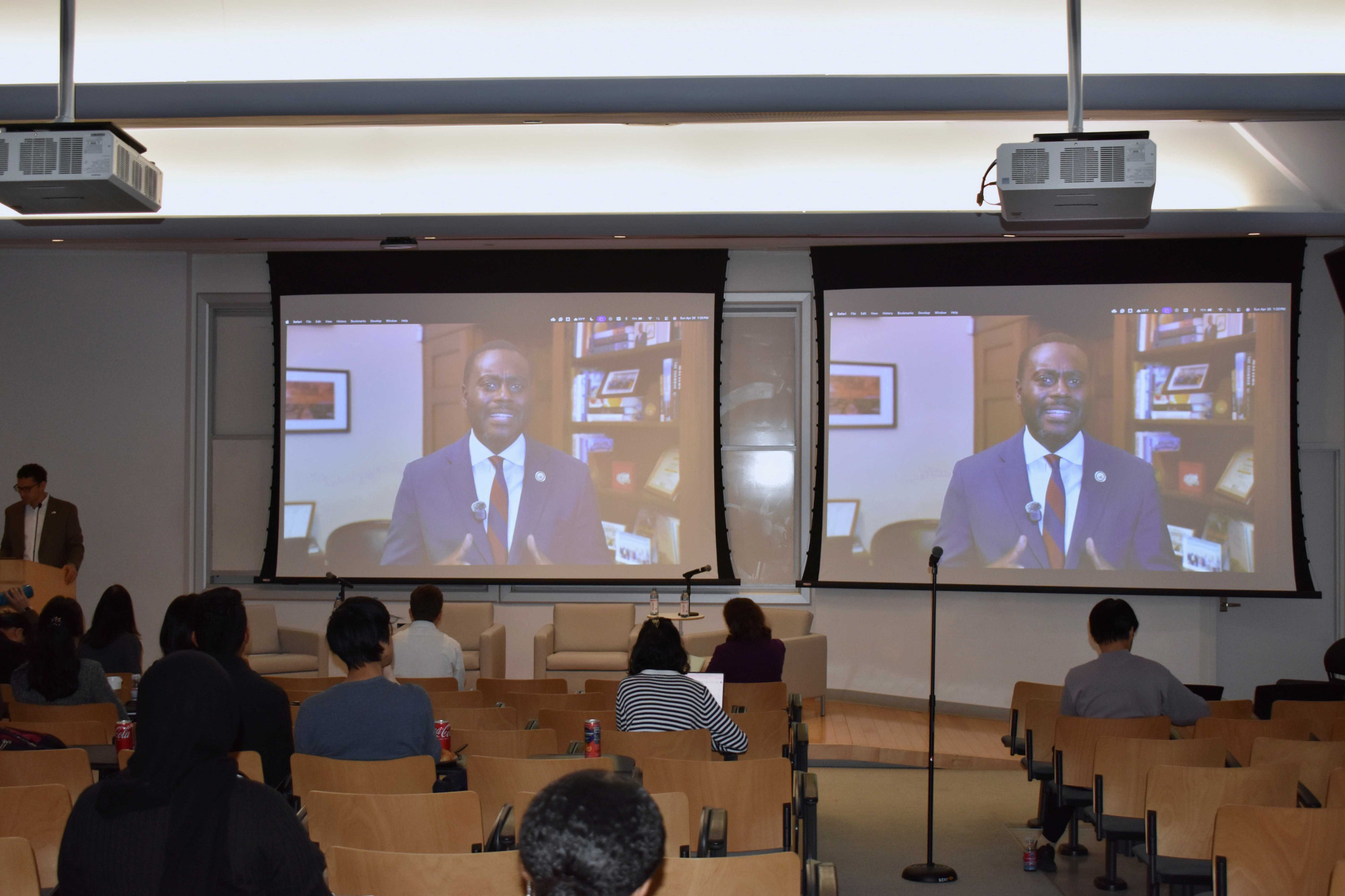 Rep. Gabe Amo delivered a recorded message of encouragement at the event. 
