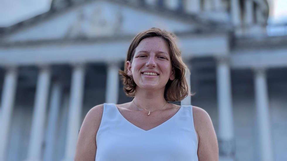 professor serena booth standing in front of the capitol building in DC